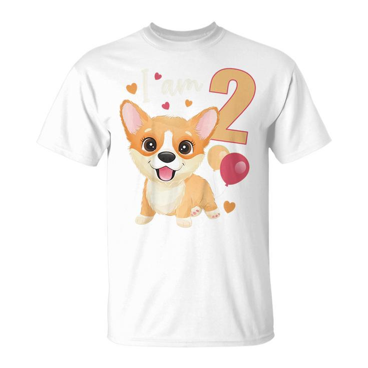 Kids 2 Years Old 2 Birthday Outfit Boy Girl Corgi Dog  Unisex T-Shirt