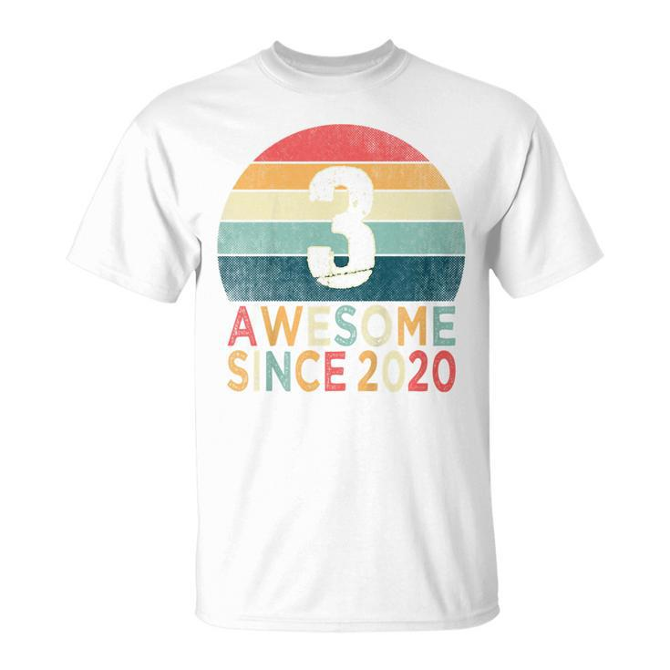 Kids 3Rd Birthday Vintage Retro 3 Years Old Awesome Since 2020  Unisex T-Shirt