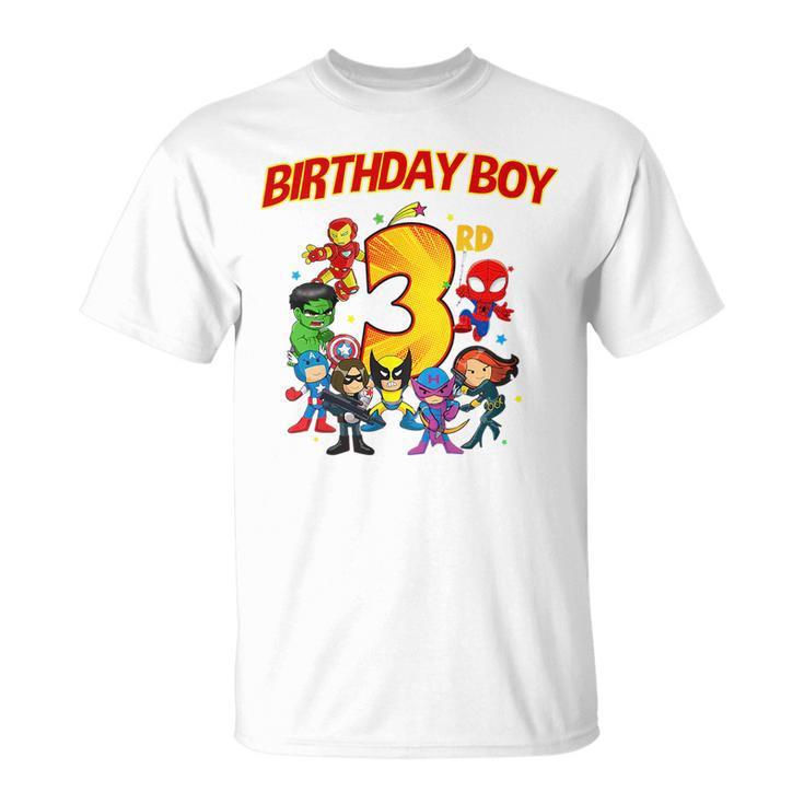Kids 3Rd Third Birthday Boy  Superhero Super Hero Party  Unisex T-Shirt