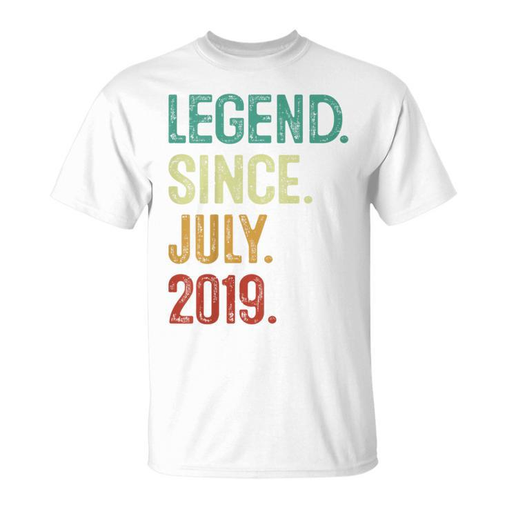 Kids 4 Years Old Legend Since July 2019 4Th Birthday Unisex T-Shirt