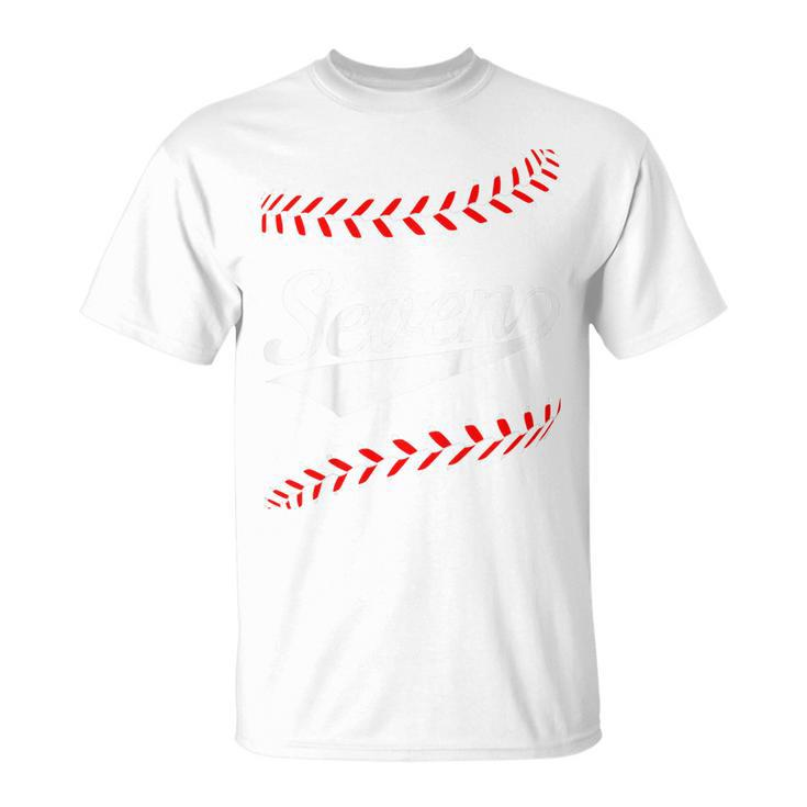 Kids 7 Year Old 7Th Baseball Softball Birthday Party Boys Girls  Unisex T-Shirt