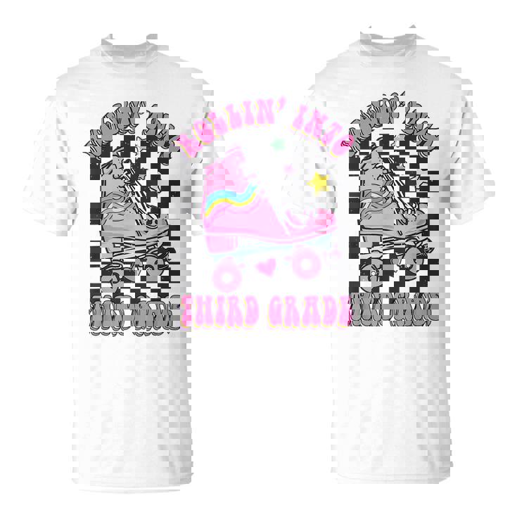 Kids Back To School Skating Rollin Into Third 3Rd Grade  3Rd Grade Funny Gifts Unisex T-Shirt