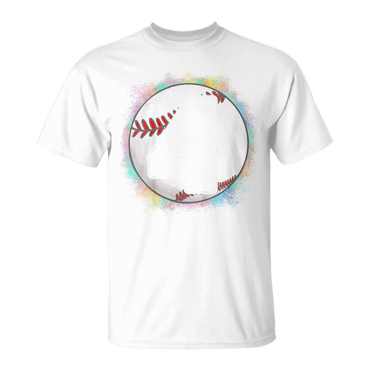 Kids Birthday Boy 4 Four Baseball 4Th Birthday Baseball Player Baseball Funny Gifts Unisex T-Shirt