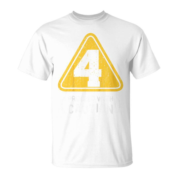 Kids Birthday Boy 4 Four Construction Sign 4Th Birthday Toddler  Unisex T-Shirt