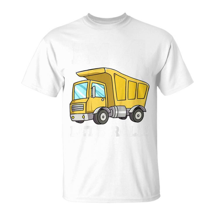 Kids Birthday Boy 4 Four Construction Truck 4Th Birthday Toddler  Unisex T-Shirt
