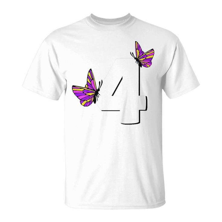 Kids Butterfly Wings For Children Happy 4Th Birthday Girls  Butterfly Funny Designs Funny Gifts Unisex T-Shirt