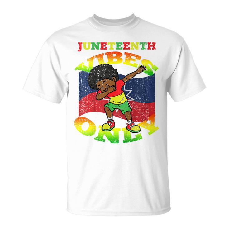 Kids Dabbing Boy Junenth Black History Melanin African Kids  Unisex T-Shirt