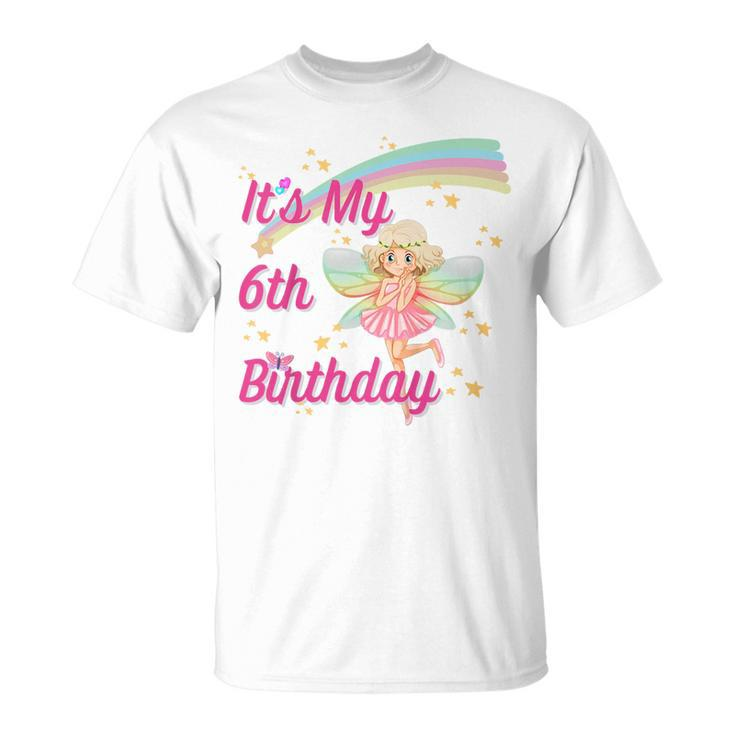 Kids Girls 6Th Birthday Fairy Design Unisex T-Shirt