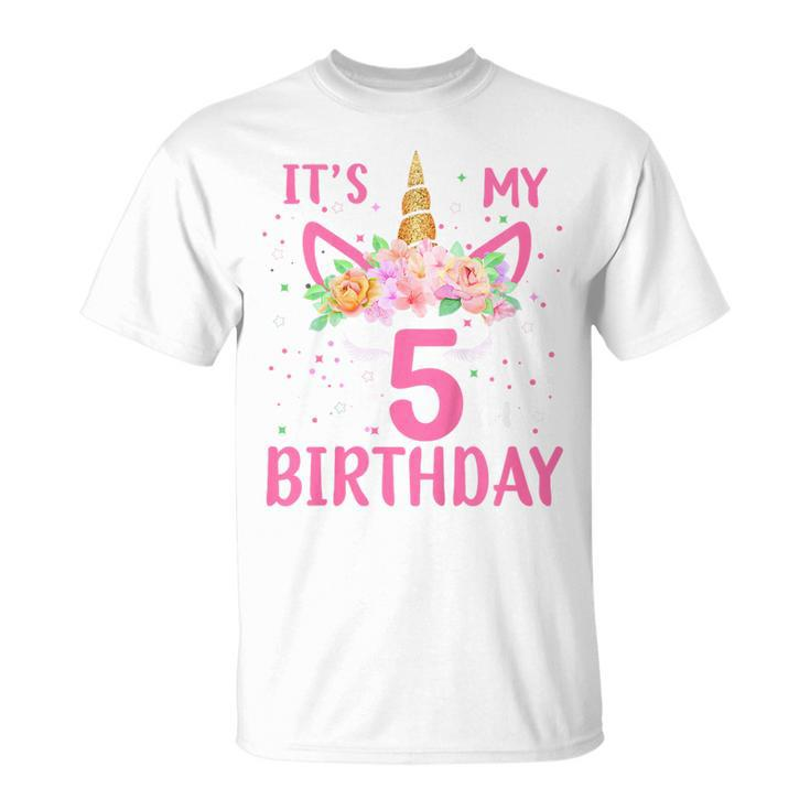 Kids Its My 5Th Birthday Unicorn Lover Kid 5 Years Old Birthday  Unisex T-Shirt