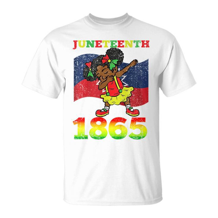 Kids Junenth 1865 Cute Dabbing Black History Afro African Kids  Unisex T-Shirt
