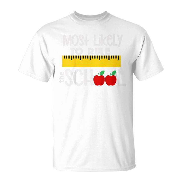 Kids Kids Most Likely To Rule The School Ruler & Apple Unisex T-Shirt