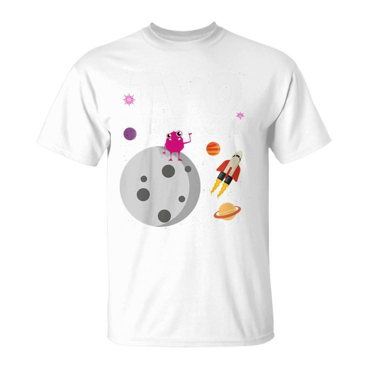 Kids Outer Space Birthday Party Gift 2 Year Old Two The Moon  Unisex T-Shirt