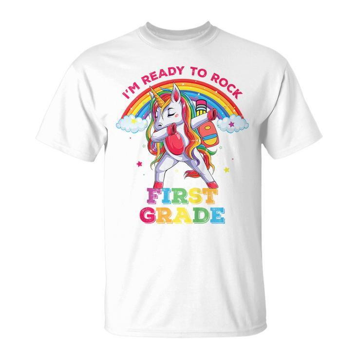 Rock First Grade Dabbing Unicorn Back To School Girls Unicorn Long