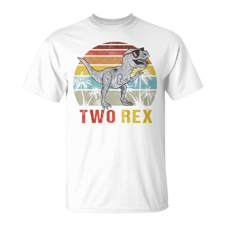 Kids Two Rex 2Nd Birthday  Second Dinosaur 2 Year Old  Unisex T-Shirt