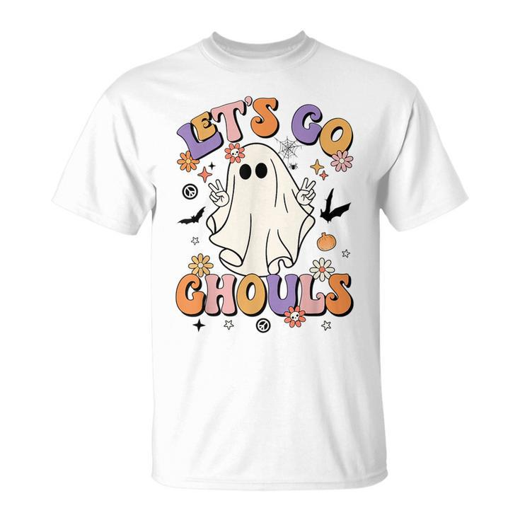 Lets Go Ghouls Retro Halloween Party Funny Ghost Pumpkin Pumpkin Funny Gifts Unisex T-Shirt