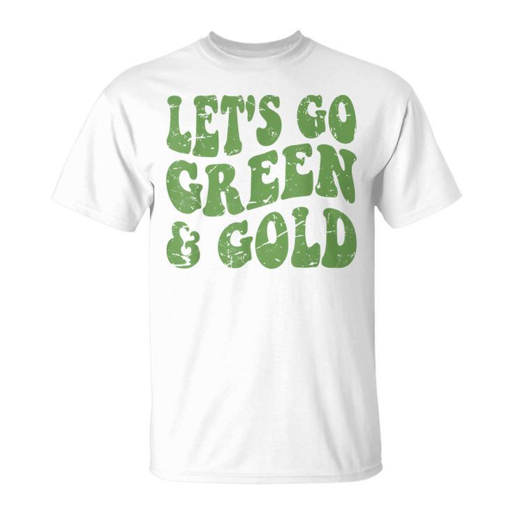 Let's Go Green & Gold Vintage Game Day Team Favorite Colors T-Shirt