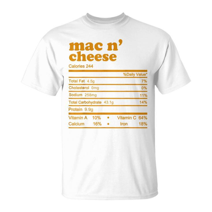 Mac And Cheese Nutrition Facts 2021 Thanksgiving Nutrition T-Shirt