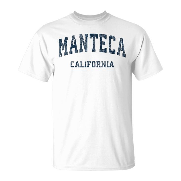 Manteca California Ca Vintage Varsity Sports Navy T-Shirt