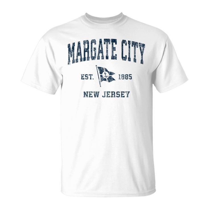 Margate City Nj Vintage Sports Navy Boat Anchor Flag  Unisex T-Shirt