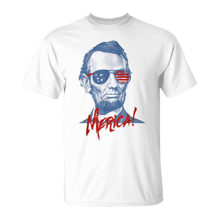 Merica Lincoln  | 4Th July Veterans Or Memorial Day Unisex T-Shirt