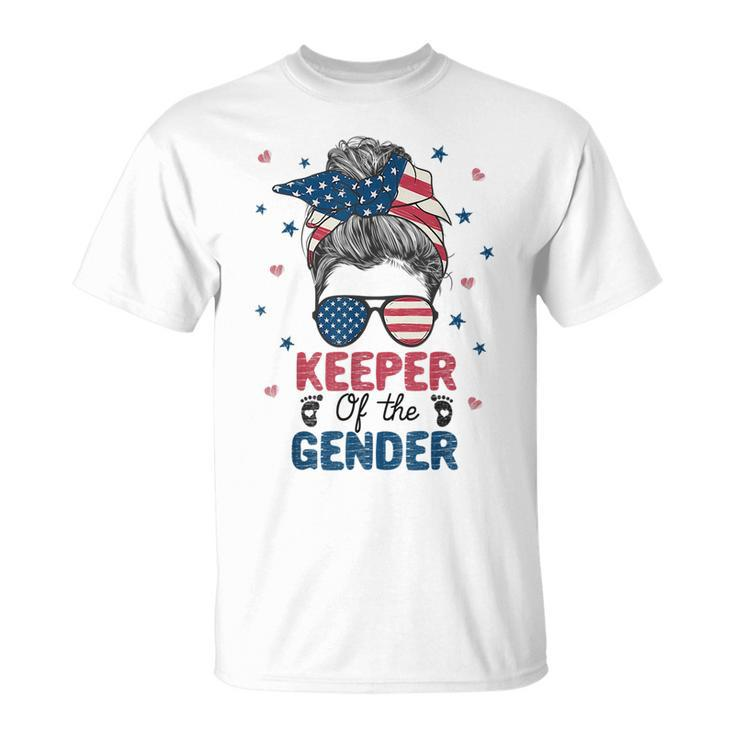 Messy Bun Keeper Of The Gender 4Th Of July Gender Keeper Unisex T-Shirt