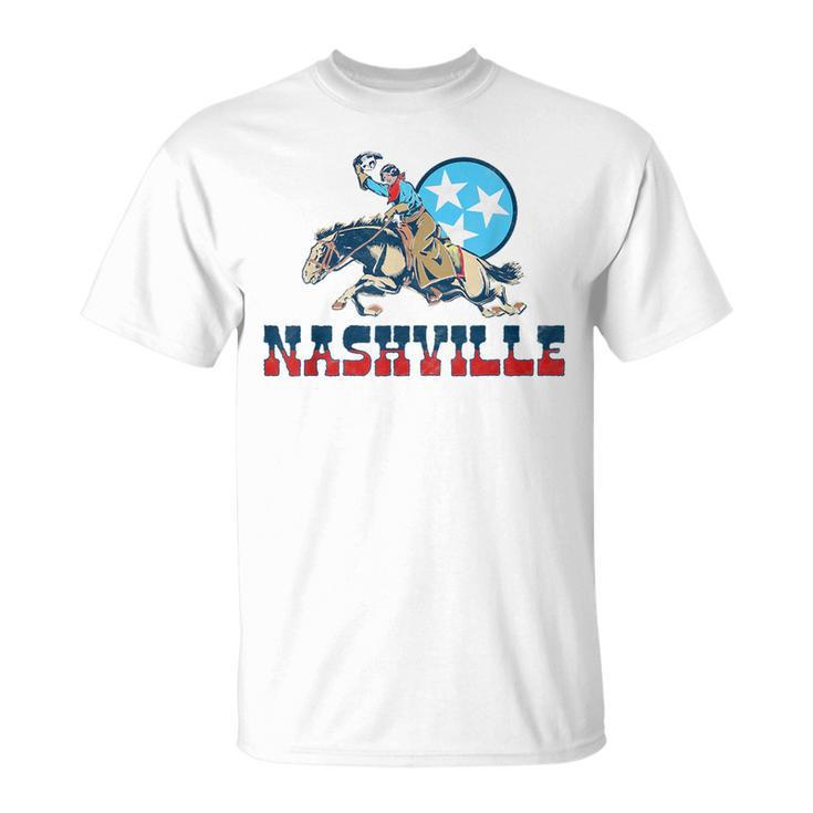 Nashville Vintage Cowgirl & State Flag Tennessee Stars Retro  Tennessee Funny Gifts Unisex T-Shirt