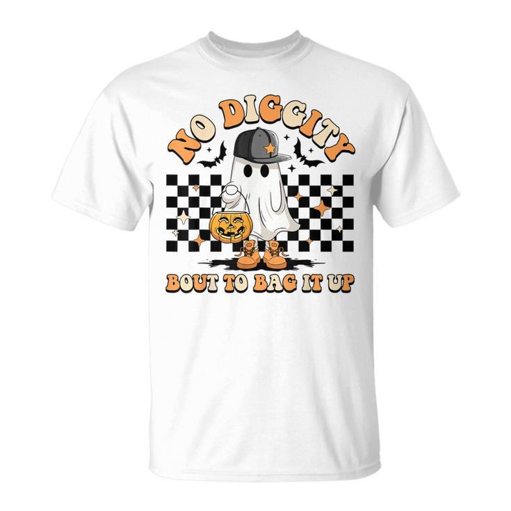 No Diggity Bout To Bag It Up Retro Halloween Spooky Season T-Shirt