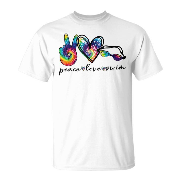 Peace Love Swim Tie Dye Swimmer Swimming Gifts Summer Trip  Unisex T-Shirt