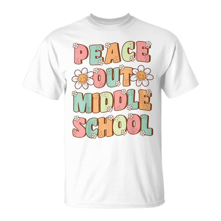 Peace Out Middle School Graduation Groovy Last Day Of School Unisex T-Shirt