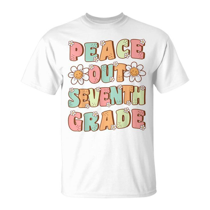 Peace Out Seventh Grade Cute Groovy Last Day Of 7Th Grade Unisex T-Shirt