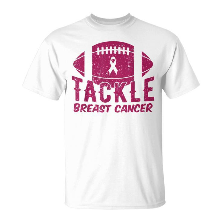 Pink Breast Cancer Football Tackle Breast Cancer T-Shirt