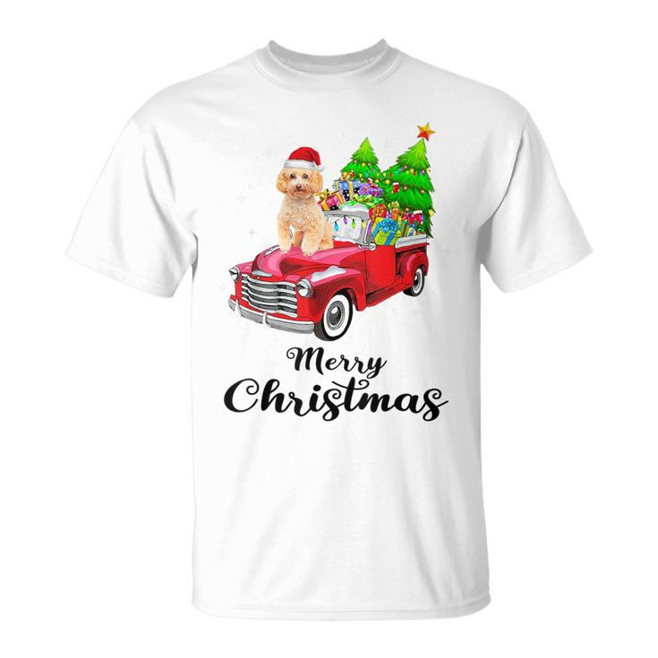 Poodle Ride Red Truck Christmas Pajama T-Shirt