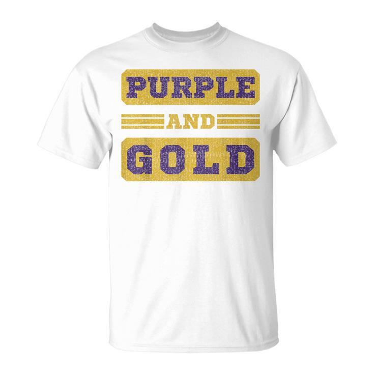 Purple And Gold Football Game Day Home Team Group T-Shirt