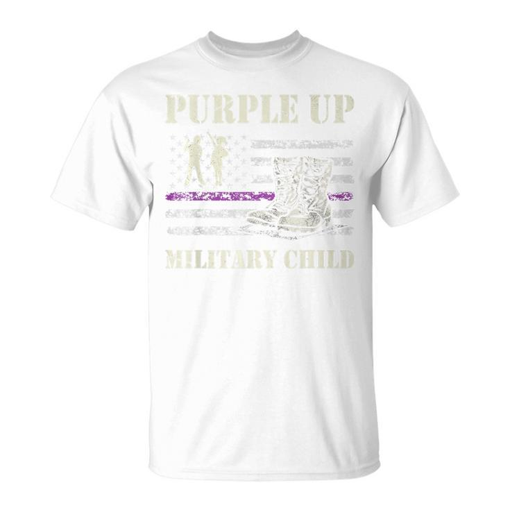Purple Up  Military Child Kids Army Dad Us Flag Retro  Unisex T-Shirt