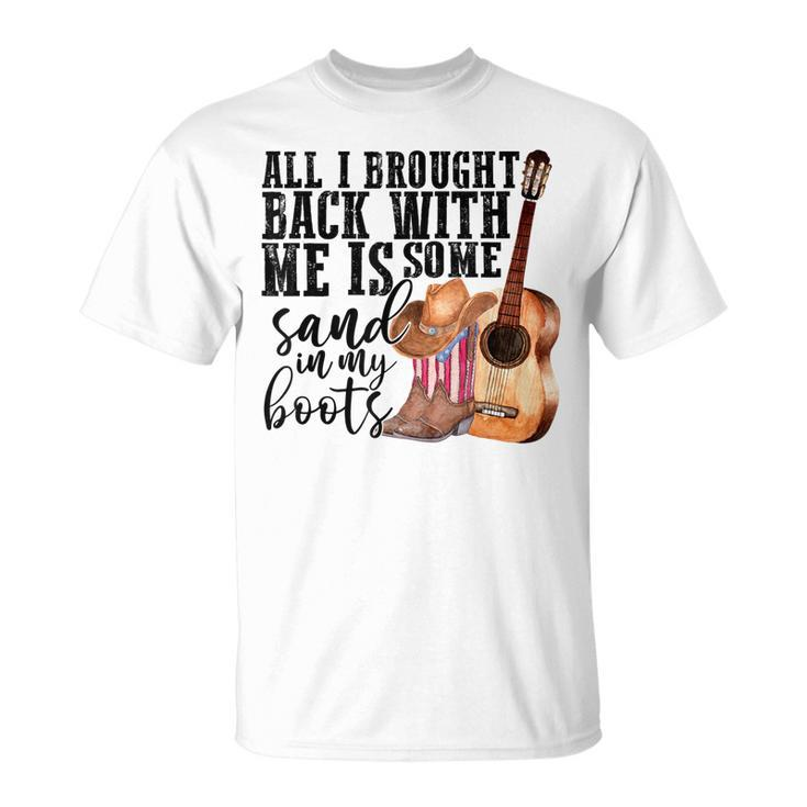 Retro Sand In My Boots Western Cowgirl Cowboy Boots Guitar Unisex T-Shirt