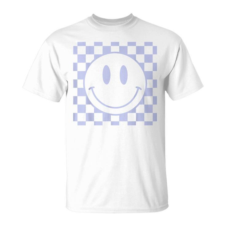 Retro Smile Face Vintage Checkered Pattern 70S Happy Face Unisex T-Shirt