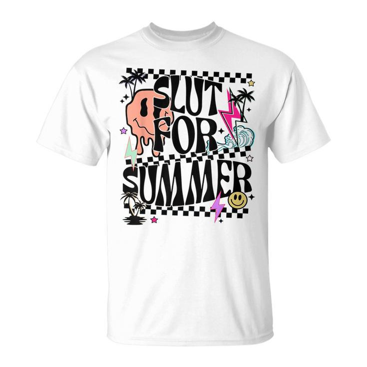 Retro Summer Slut For Summer Cute Vacation Checkered  Unisex T-Shirt