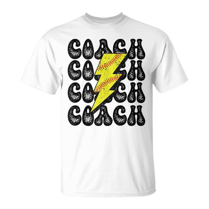 Retro Vintage Softball Coach Lightning Bolt  Unisex T-Shirt