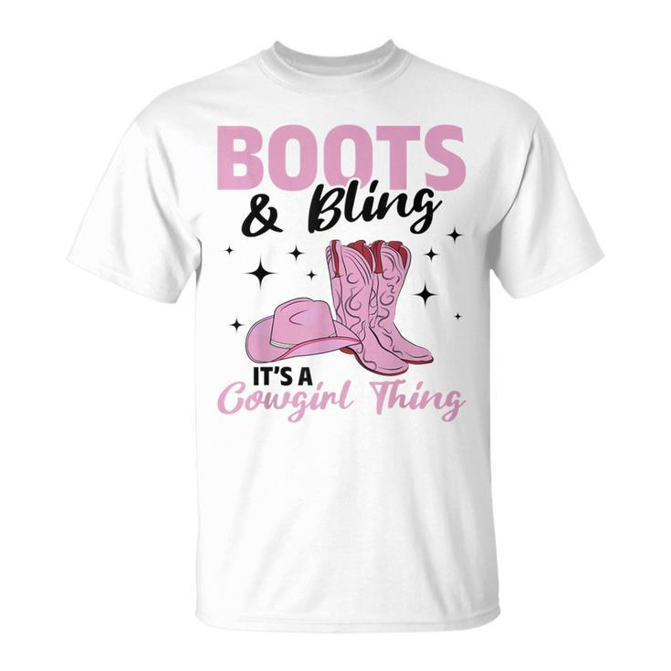 Rodeo Western Country Southern Cowgirl Hat Boots & Bling Unisex T-Shirt