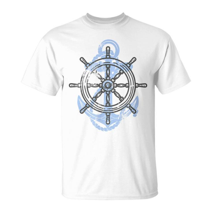 Rudder Anchor Sring Wheel Sailing Boat North Maritime  Unisex T-Shirt