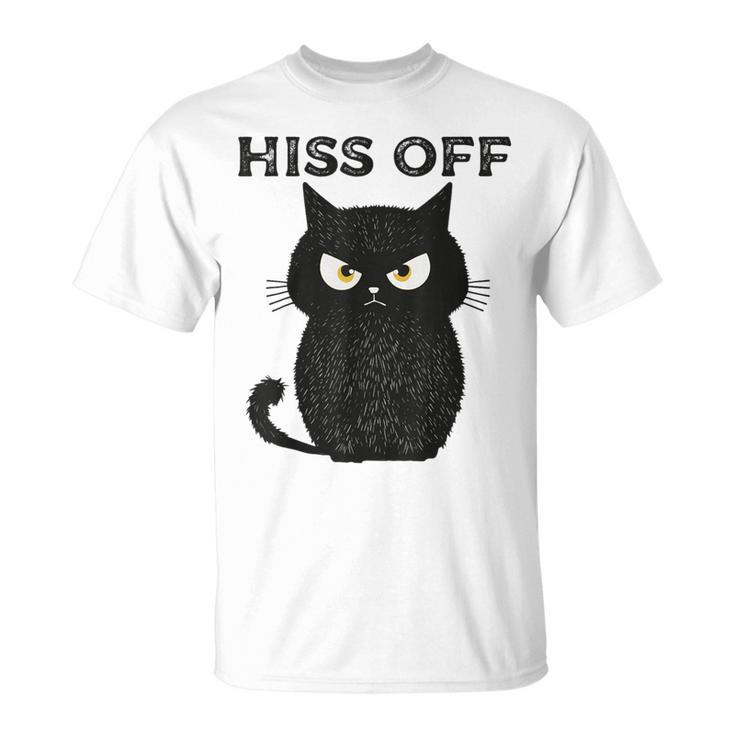 Hiss Off Black Cat Hiss Off Meow Cat T-Shirt