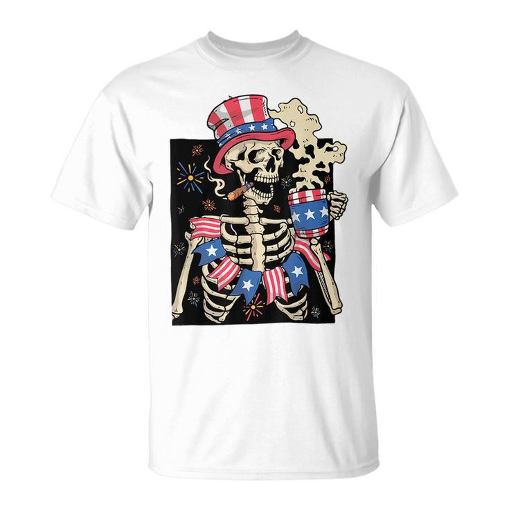 Skeleton American Flag Happy Independence Day  Unisex T-Shirt