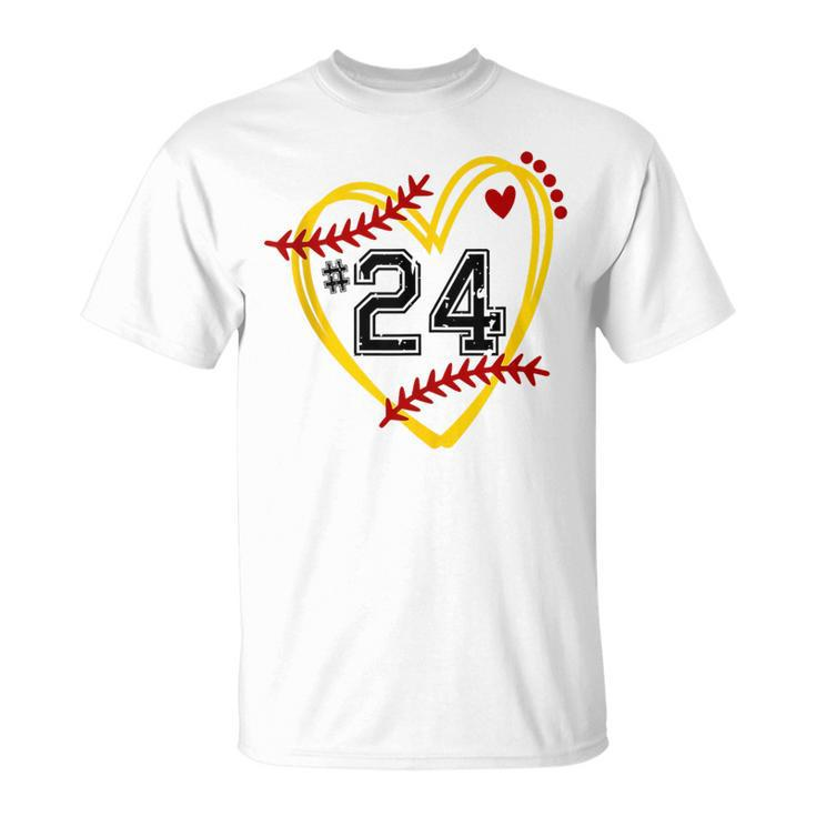 Softball Jersey 24 Trendy Softball Softball Heart Softball Funny Gifts Unisex T-Shirt
