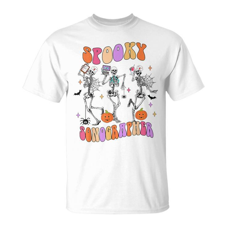 Spooky Sonographer Skeleton Halloween Costumes T-Shirt