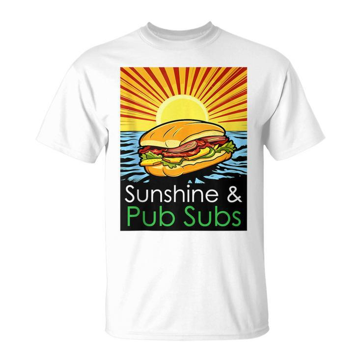 Sunshine And Pub Subs Cute Beach Lover Sunset T-Shirt