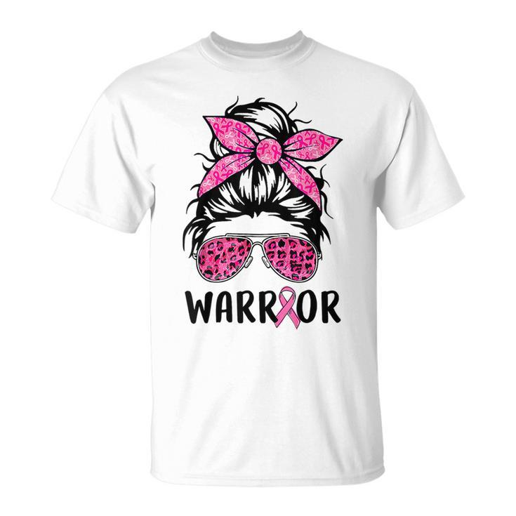 Support Squad Messy Bun Pink Warrior Breast Cancer Awareness Breast Cancer Awareness Funny Gifts Unisex T-Shirt