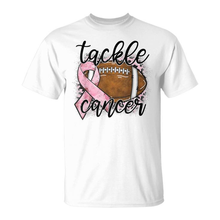 Tackle Breast Cancer Leopard Football Pink Ribbon Awareness T-Shirt