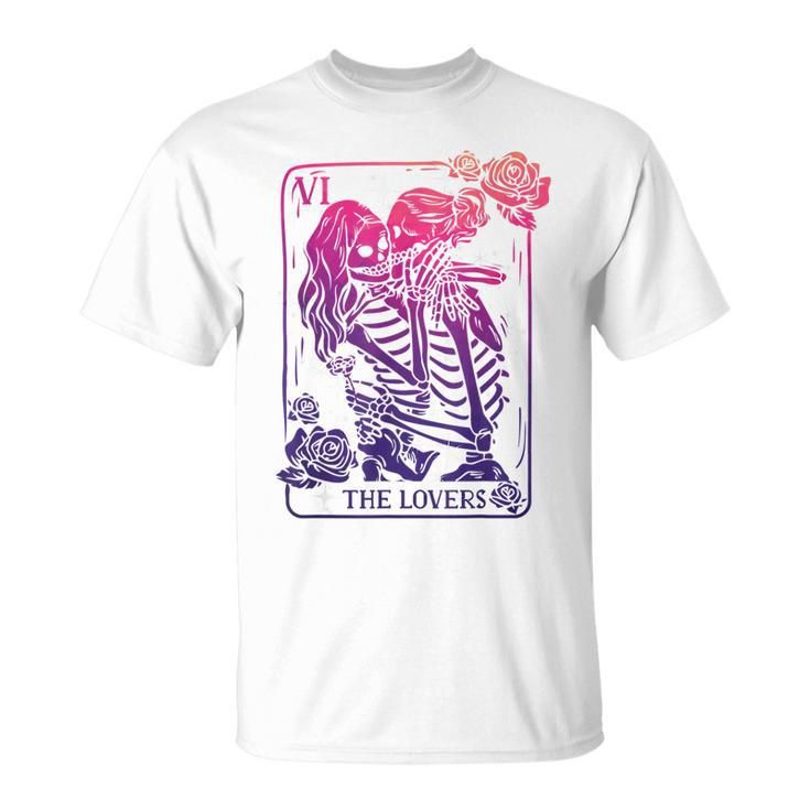 The Lovers Tarot Card Occult Goth Bi Pride Gothic Kissing  Unisex T-Shirt