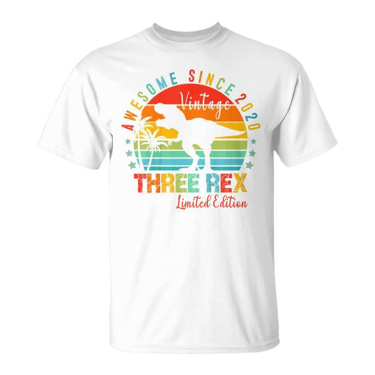 Three Rex 3 Year Old Awesome 2020 Dinosaur 3Rd Birthday Boy T-shirt