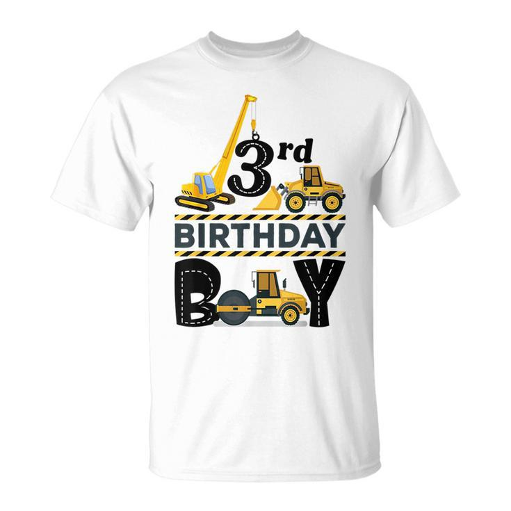 Three Year Old Party 3Rd Birthday Boy Construction Truck Car  Unisex T-Shirt